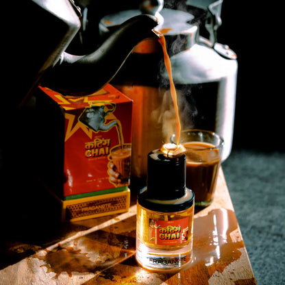 Cutting Chai perfume bottle by Fraganote with premium packaging