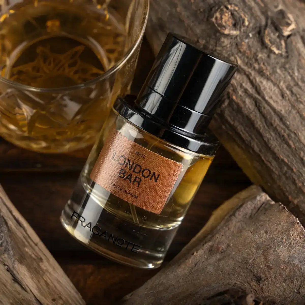 London Bar fragrance bottle close-up showing premium glass finish