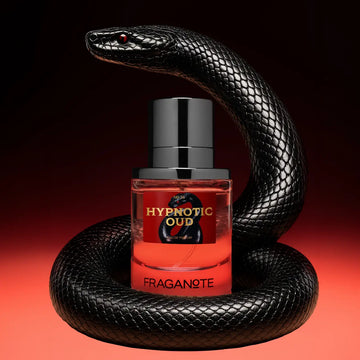 Hypnotic Oud perfume bottle by Fraganote with premium packaging